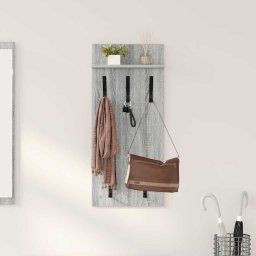 Cuier de perete cu raft, gri sonoma, 40 x 10 x 90 cm, lemn compozit