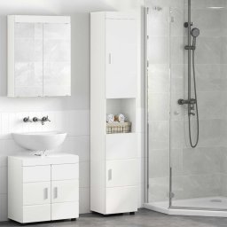 Set dulap baie TULUM Alb lucios 37 x 31,5 x 203 cm GartenMobel Dekor