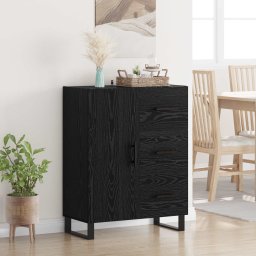 Bufet Stejar Negru 69,5 x 34 x 90 cm Lemn Ingineresc si Fier GartenMobel Dekor
