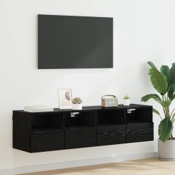 Dulapuri pentru TV Pe perete 2 pcs Stejar Negru 60 x 30 x 30 cm GartenMobel Dekor