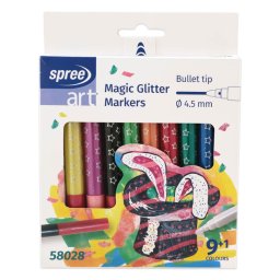 Set 9 culori carioca MAGIC glitter+1 marker MAGIC