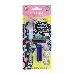 Stilou Strigo cerneala cu stergere + 2 rezerve + dispozitiv curatare, in blister, Wild