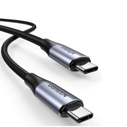 CABLU alimentare si date Ugreen, "US355", Fast Charging Data Cable pt. smartphone, USB Type-C la USB Type-C 100W/5A, USB 3.1, 10Gbps, braided, 1m, negru "80150" (include TV 0.06 lei) - 6957303881505