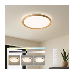Brilagi-LED Plafonieră cu dimmer RIVO LED/72W/230V 3000-6000K decor lemn Ø 50 cm+telecomandă