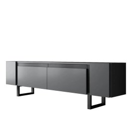 Hanah Home comoda TV living 180x50x30 cm, PAL 18mm, picioare metal 40x20mm, inaltime picioare 16cm, antracit si negru - Verificat A · Re-Bloom