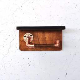 Hanah Home suport de hartie igienica 29x16x14 cm, lemn de molid 100% lucrat manual, accesorii auriu roz, nuc si auriu roz - Verificat A · Re-Bloom