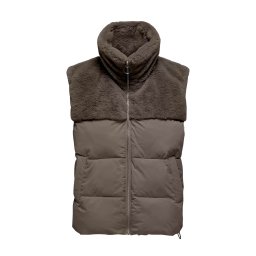 ONLY Geacă Onlwanja Fur Puffer Mix Waistcoat 15322053 18-1112 TCX walnut