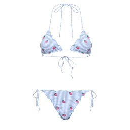 MC2 SAINT BARTH Costum de baie Sagitami Triangle SAGI001-00693L seersucker stripes v straw 17 emb