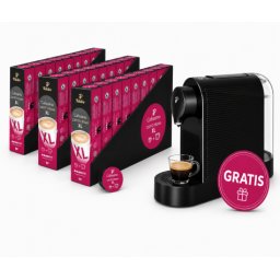 Pachet 24 cutii capsule Tchibo Cafissimo Crema Wake Up Coffee XL si espressor Tchibo Pure Plus cadou