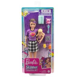 Set Papusi MATTEL Barbie Skipper Babysitters, cu bebelus si accesorii