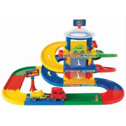 Jucarie Wader Play Tracks 3-Level Garage, garaj auto 3 niveluri, pista 4.6 m, 3 vehicule incluse