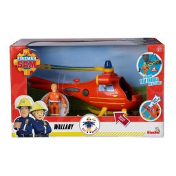 Elicopter de jucarie SIMBA Helicopter Fireman Sam Wallby cu figurina, Sunet si Lumini, Figurina Tom Thomas