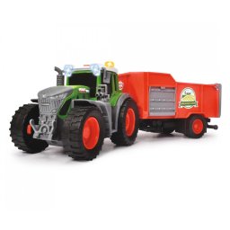 Tractor cu remorca Dickie Farm, 26 cm, cu remorca, lumini si sunete, Fendt