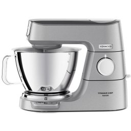 Robot de bucatarie KENWOOD Titanium Chef Baker KVC85.594SI, 1200 W, 2 vase 5l/3.5 l, 10 trepte viteza, cantar integrat, ecran LCD, blender, masina tocat, procesor alimente, 4 accesorii patiserie, Argintiu