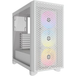 Carcasa Corsair 3000D, RGB, ATX, Mid-Tower, fara sursa, 3 ventilatoare incluse, Alb