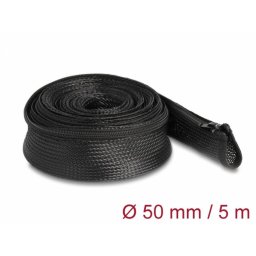 Manson impletit cu fermoar rezistent la caldura 5m x 50mm Negru, Delock 19173