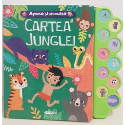 Carte interactiva GIRASOL Apasa si asculta povestea - Cartea Junglei, cu sunete, 10 pagini, limba romana