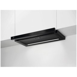 Hota incorporabila telescopica Electrolux LFP816K, 60 cm, 1 motor, 3 viteze+intensiv, Panel frontal de sticla, Control electronic, Conectivitate plita, Functie Breeze, Perfect Illumination, 2 filtre de aluminiu lavabile, 650 mc/h, Negru