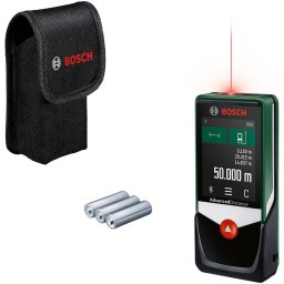 Telemetru Bosch AdvancedDistance 50C 06036722Z0, ecran tactil, masurarea precisa cu laser a distantelor de pana la 50 m, conectivitate bluetooth, masurare lungimi, suprafete si volume
