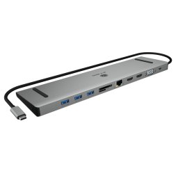 Docking Station ICY BOX IB-DK2106a-CPD, 11-in-1, USB-C, Power Delivery 100W, 3x USB 3.0, 2x HDMI, VGA, LAN Gigabit, Cititor carduri, Audio