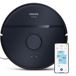 Robot de aspirare Philips XU2000/15 seria 2000, aspirator si mop, 5 harti, 6000 Pa, Wi-Fi, Navigare radar LDS, filtru EPA11 lavabil, scanare la 360 de grade, autonomie pana la 120 min, aplicatie HomeRun, Albastru
