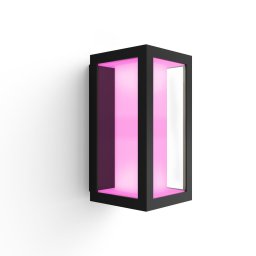 Aplica exterior LED RGBW integrat Philips Impress HUE, control inteligent cu Hue Bridge, 2x8W, 1200 lm, lumina alba/color, IP44, metal/sticla, clasa energetica G, Negru