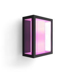 Aplica exterior LED RGBW integrat Philips Impress HUE, control inteligent cu Hue Bridge, 2x8W, 1200 lm, lumina alba/color, IP44, metal/sticla, clasa energetica G, Negru