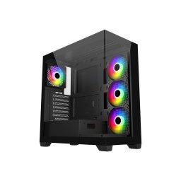 Carcasa computer FSP M340-BA ATX mid-tower cu 4 ventilatoare ARGB, Negru