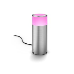 Stalp iluminat exterior Philips Hue Calla, 8W, 590 lm, lumina alba si colorata (2000-6500K), IP44, clasa energetica G, Otel, Crom