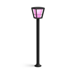 Stalp LED pentru exterior Philips Hue Econic, 15W, lumina alba si colorata (2000-6500K), IP44, 100cm, Aluminiu/Sticla, clasa energetica G, Negru