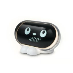 Ceas decorativ Muse M-16 Kids, alarma, lumina calda, sunete albe, cu reglare a intensitatii sunetului si expresie faciala pentru somn/mod somn, trezire progresiva