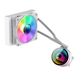 Cooler Procesor Gamemax ICEBURG 120, Compatibil Intel / AMD, Racire lichid, Iluminare ARGB, Display, Alb