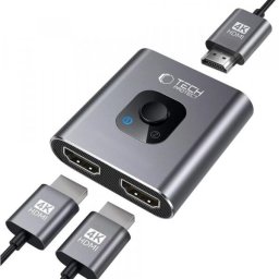 Switch Video HDMI Tech-Protect HB07, 2x HDMI, rezolutie 4K la 60Hz, Gri