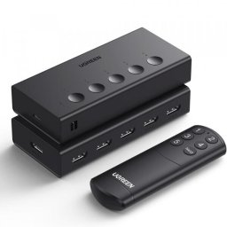 Switch Video HDMI UGREEN CM568 (90512), 5x HDMI, 1x IR, Rezolutie maxima 4K la 60Hz, Telecomanda, Negru