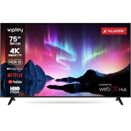 Televizor Allview LED 75WiPlay6301-U, 189 cm, Smart, 4K Ultra HD, Clasa F, HDR 10, HLG