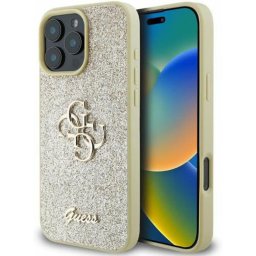 Husa Husa pentru iPhone 16 Pro - Guess Glitter Fixed Big 4G (GUHCP16LHG4SGD) - Gold