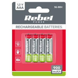 Acumulatori reincarcabili Ni-MH AAA R3 900mAh, set 4 bucati, REBEL BAT2013