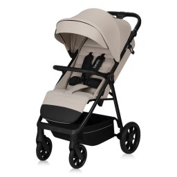 Carucior sport, Lionelo, Iva, Sustine 22 kg, 6 luni+, Capotina mare, Impermeabila, Protectie SPF 50+, 3 pozitii inclinare spatar, 8 pozitii inclinare suport picioare, 5 pozitii reglare maner, Include plasa de tantari si suport pentru biberon, Bej