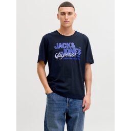 Jack & Jones Tricou cu decolteu la baza gatului, barbati, Standard fit, Bleumarin inchis (SELECTATI MARIMEA: S)