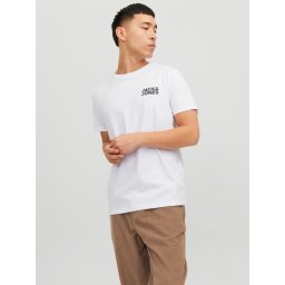 Jack & Jones Tricou simplu, barbati, din 100% bumbac, cu logo, Alb (SELECTATI MARIMEA: XL)