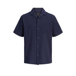 JACK & JONES Cămaşă Jprblashawn Seersucker S/S 12295815 19-3924 TCX night sky