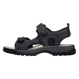 Sandale barbati, Rieker, 25055-00-Negru, sport, piele ecologica, cu talpa joasa, negru (Marime: 41)