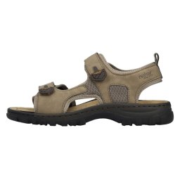 Sandale barbati, Rieker, 25055-64-Bej, sport, piele ecologica, cu talpa joasa, bej (Marime: 41)