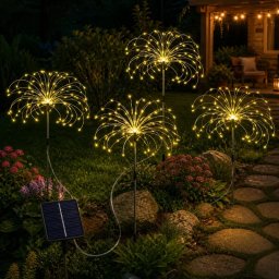 Set 4 lampi solare decorative cu 320 LED-uri, rezistente la apa, IP65