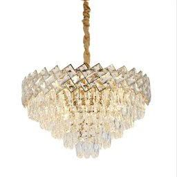Candelabru din cristal Villante auriu lucios, 10xE27, pentru living si dormitor