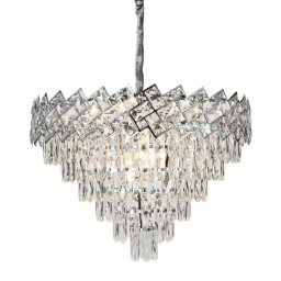 Candelabru din cristal Jordan argintiu, 10xE27, diametru 60 cm, pentru interior