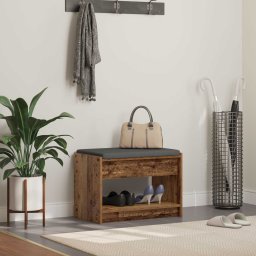 Banca pentru hol cu perna cu raft Lemn vechi 63 x 38 x 45 cm GartenMobel Dekor