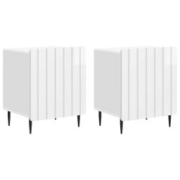 Set 2 noptiere dormitor albe lucioase, 43x34,5x52 cm, cu usa