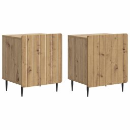 Set 2 noptiere dormitor stejar artizanal cu usa, 43 x 34,5 x 52 cm