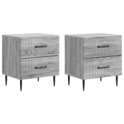 Set 2 noptiere dormitor gri Sonoma cu 4 sertare, 43 x 34,5 x 47,5 cm